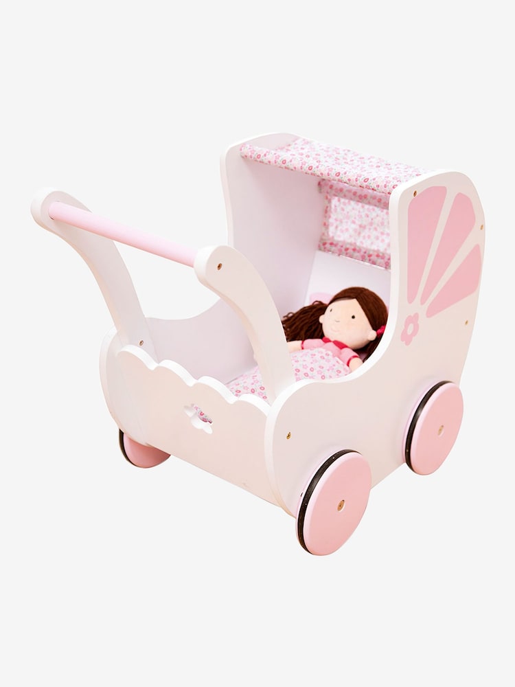 JoJo Maman Bébé Pink Fleur Push-Along Pram - Image 2 of 5