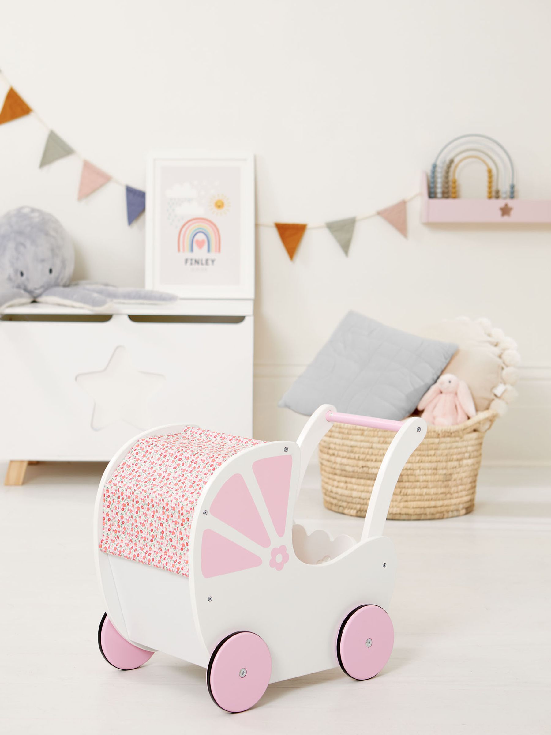 Buy JoJo Maman Bebe Pink Fleur Push Along Pram from the Next UK online shop