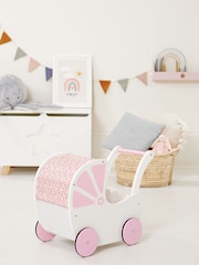 JoJo Maman Bébé Pink Fleur Push-Along Pram - Image 3 of 5