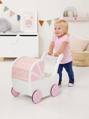 JoJo Maman Bébé Pink Fleur Push-Along Pram - Image 4 of 5