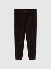 Reiss Chocolate Cardinal Velour Drawstring Waist Joggers - Image 2 of 6