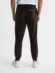 Reiss Chocolate Cardinal Velour Drawstring Waist Joggers - Image 5 of 6