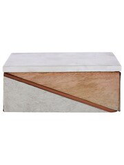 Fifty Five South Gold Bowerbird Cowhide Wooden Trinket Box with Marble Lid - Image 2 of 4