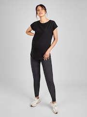JoJo Maman Bébé Charcoal Grey Cotton Rich Maternity Leggings - Image 3 of 5