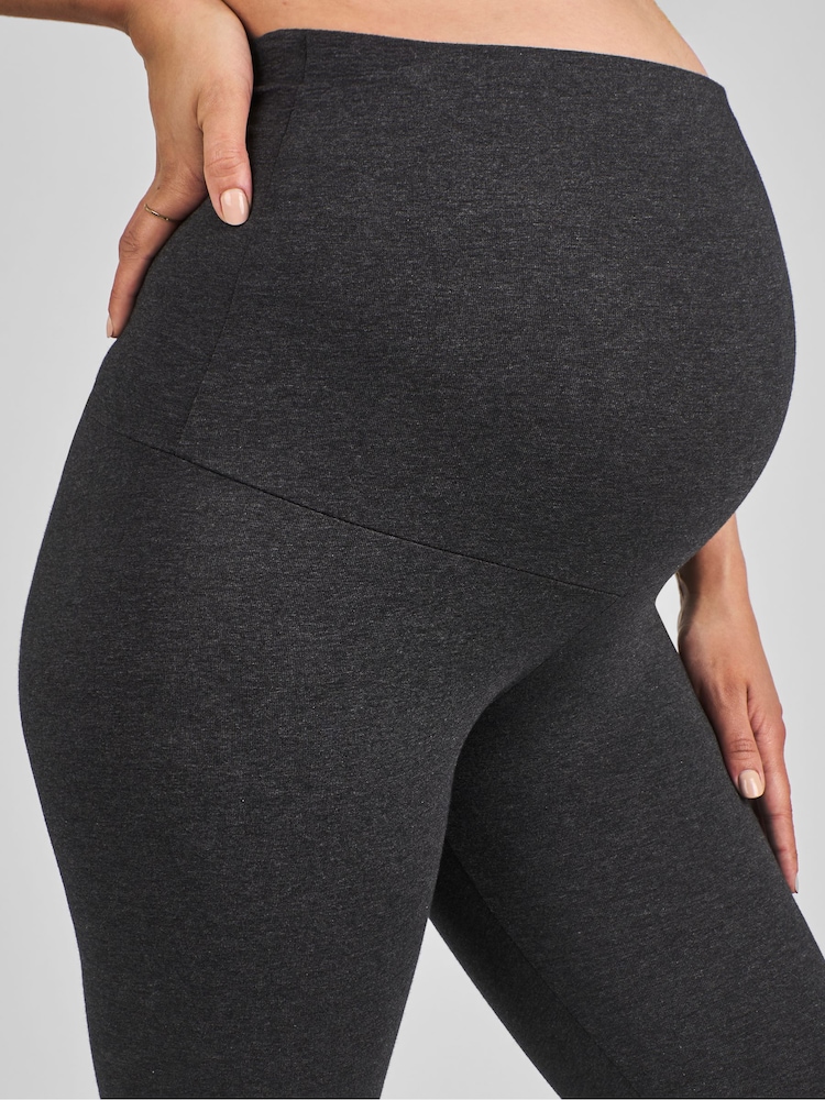 JoJo Maman Bébé Charcoal Grey Cotton Rich Maternity Leggings - Image 4 of 5