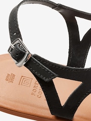 Black Extra Wide Fit Forever Comfort® Leather Plait Toe Post Flat Sandals - Image 4 of 4