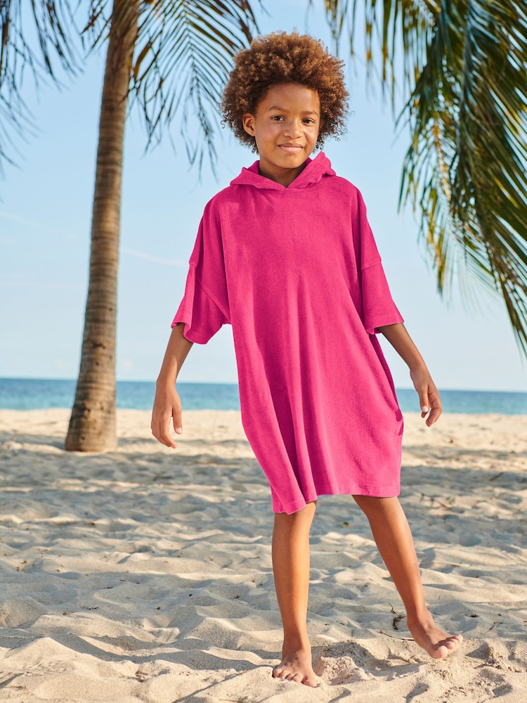 Pink Oversized Hooded Towelling Cover-Up - Image 1 of 4
