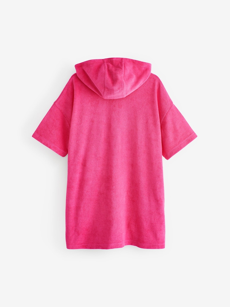 Pink Oversized Hooded Towelling Cover-Up - Image 4 of 4