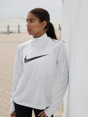 Nike White Dri-FIT Swoosh Half Zip Running Top - Image 1 of 7