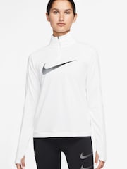 Nike White Dri-FIT Swoosh Half Zip Running Top - Image 2 of 7