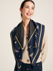 Joules Bloomfield Navy Pheasant Printed Silk Square Scarf - Image 1 of 7