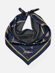 Joules Bloomfield Navy Pheasant Printed Silk Square Scarf - Image 5 of 7