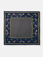 Joules Bloomfield Navy Pheasant Printed Silk Square Scarf - Image 6 of 7
