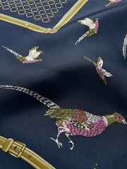 Joules Bloomfield Navy Pheasant Printed Silk Square Scarf - Image 7 of 7