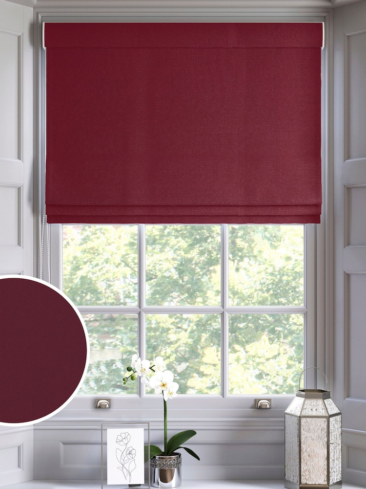Crimson Red Burgundy Montero Velvet Made To Measure Roman Blind - Image 1 of 6
