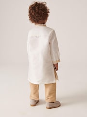 Ivory Cream/Gold Regular Length Embroidered Boys Kurta (3mths-7yrs) - Image 3 of 7