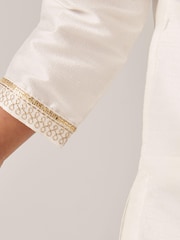 Ivory Cream/Gold Regular Length Embroidered Boys Kurta (3mths-7yrs) - Image 5 of 7