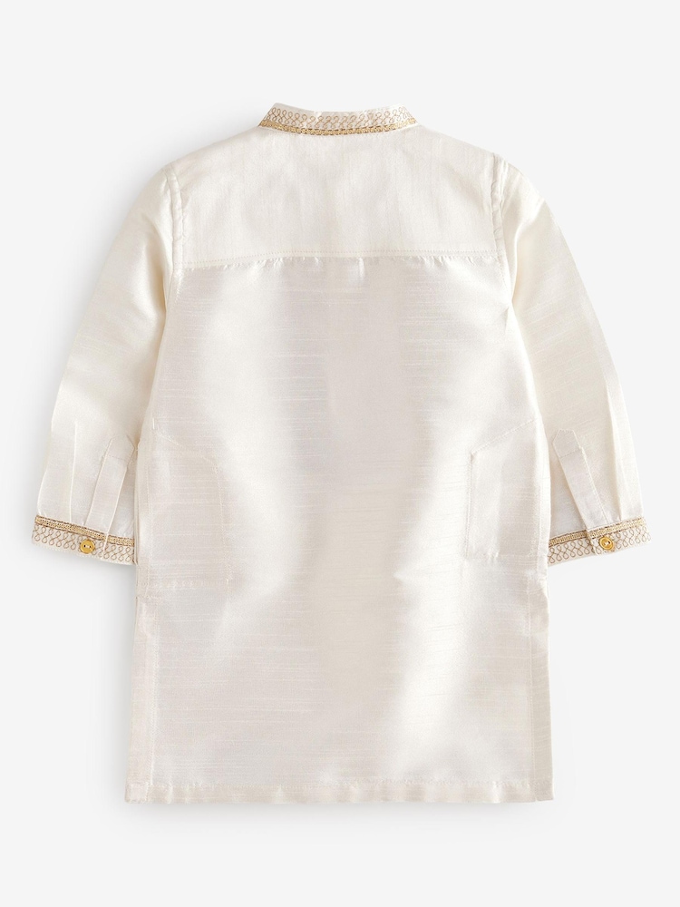 Ivory Cream/Gold Regular Length Embroidered Boys Kurta (3mths-7yrs) - Image 7 of 7