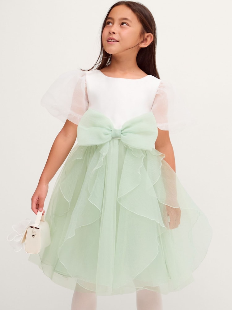 Verde - Vestido de fiesta Monsoon Raphela con mangas abullonadas y lazo - Imagen 1 de 3 Verde - Vestido de fiesta Monsoon Raphela con mangas abullonadas y lazo - Imagen 1 de 3