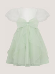 Verde - Vestido de fiesta Monsoon Raphela con mangas abullonadas y lazo - Imagen 2 de 3