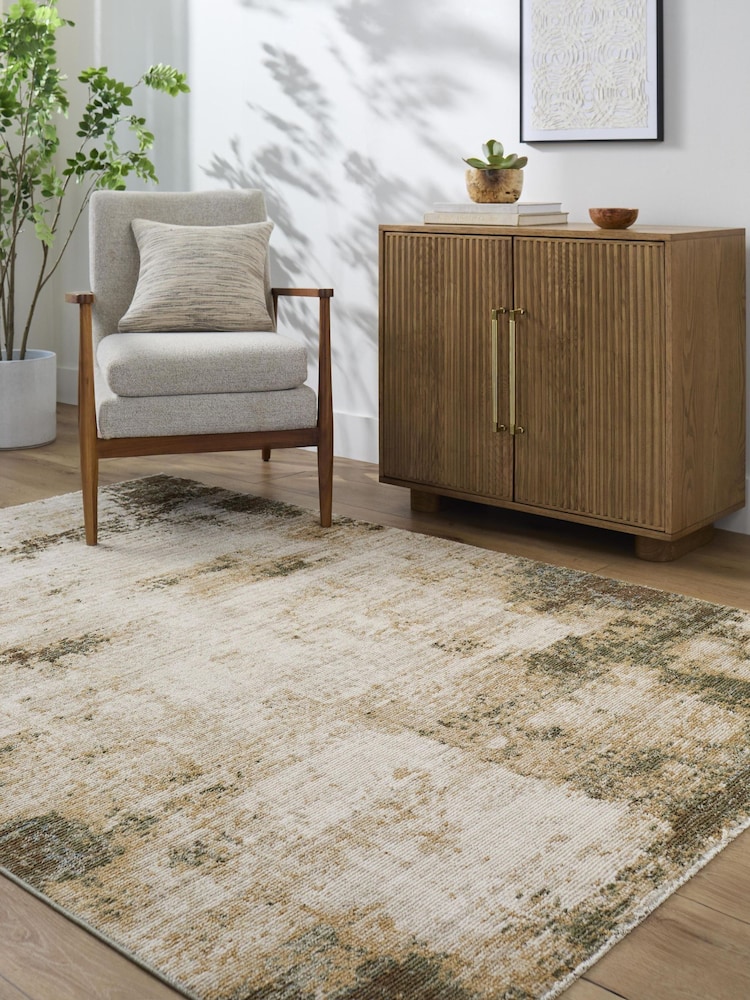 LIVABLISS Brown Myrtle Avenue III Galey Alix Abstract Modern Marble Fringe Rug - Image 1 of 7