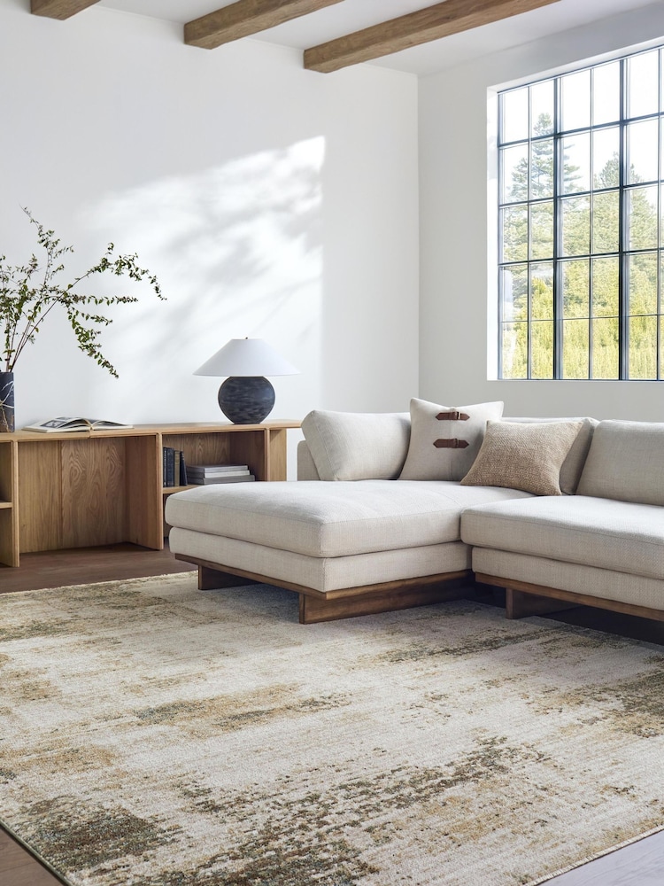 LIVABLISS Brown Myrtle Avenue III Galey Alix Abstract Modern Marble Fringe Rug - Image 2 of 7
