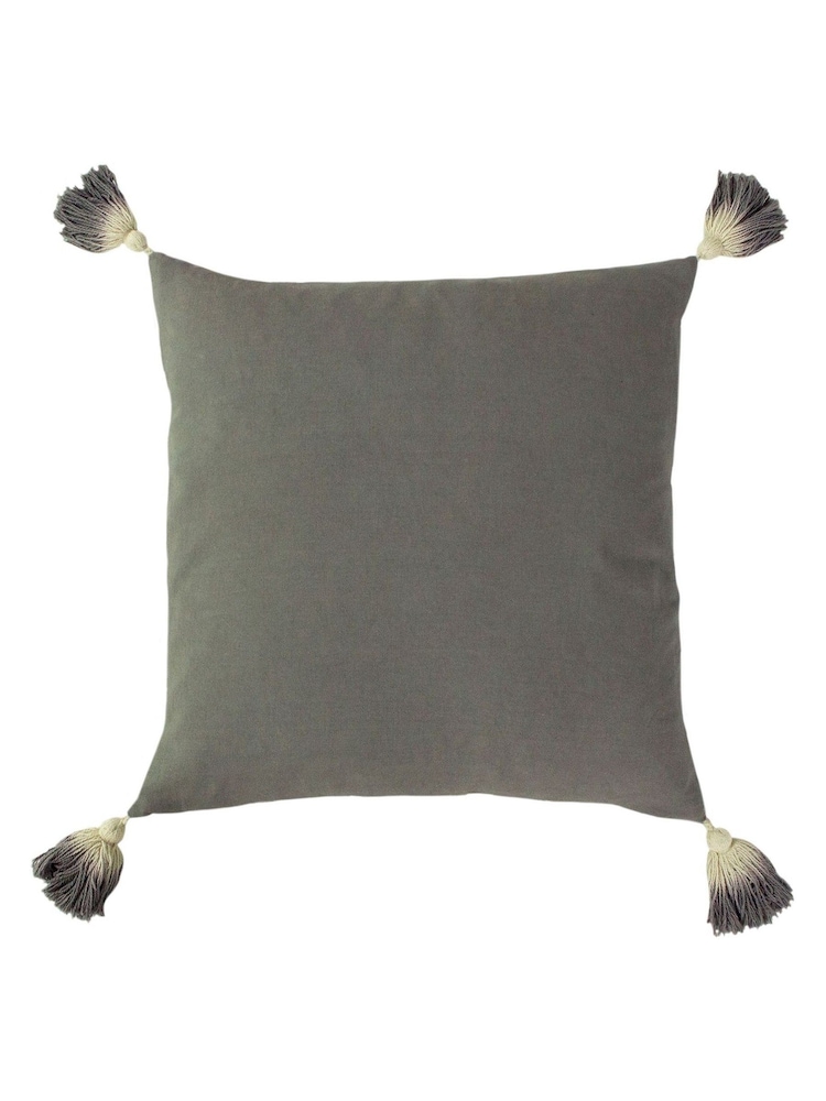 furn. 2 Pack Grey Eden Cotton Slub Filled Cushions - Image 1 of 4