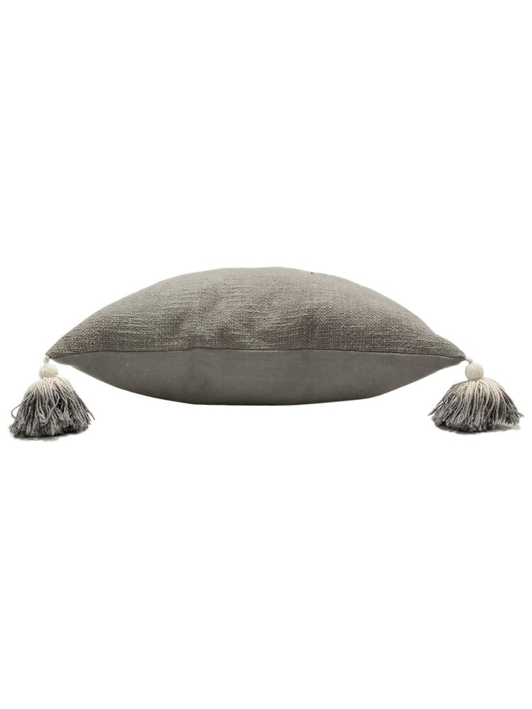 furn. 2 Pack Grey Eden Cotton Slub Filled Cushions - Image 2 of 4