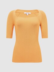 Bluză cu decolteu pătrat Striat Reiss Tina - Image 2 of 7