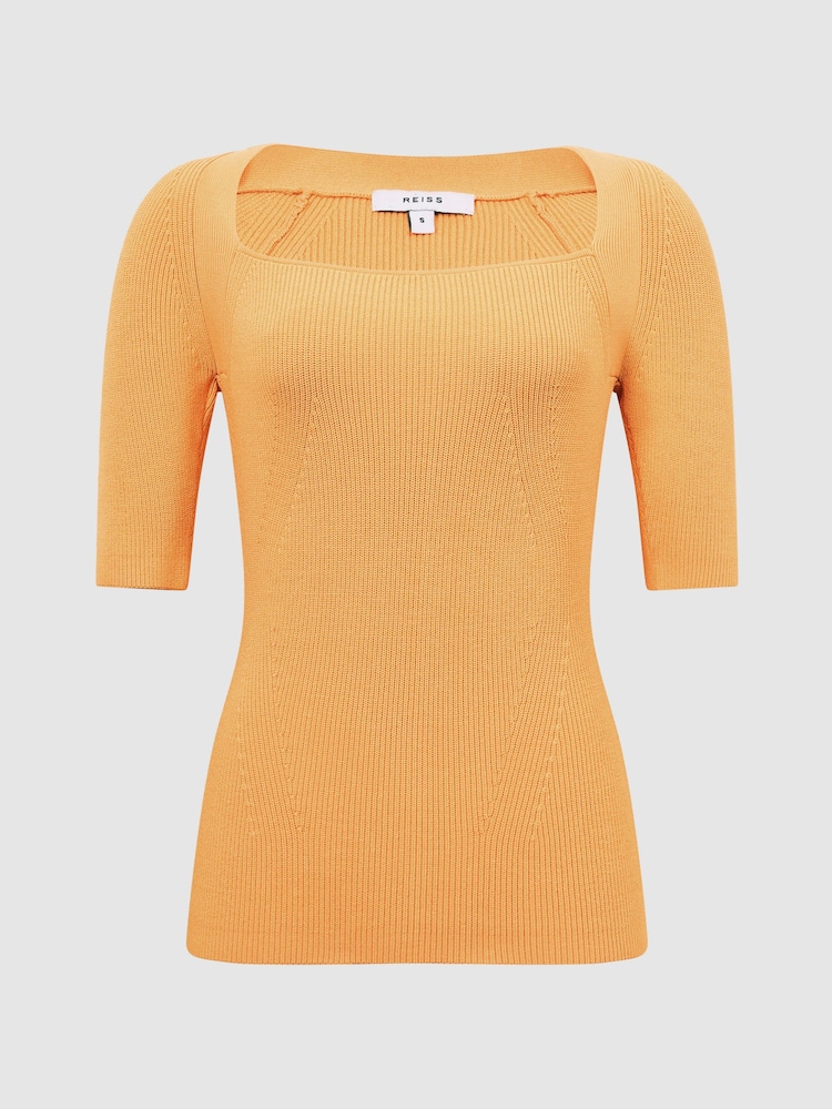 Bluză cu decolteu pătrat Striat Reiss Tina - Image 2 of 7