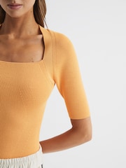 Bluză cu decolteu pătrat Striat Reiss Tina - Image 4 of 7