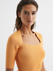 Bluză cu decolteu pătrat Striat Reiss Tina - Image 6 of 7