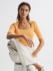 Bluză cu decolteu pătrat Striat Reiss Tina - Image 7 of 7