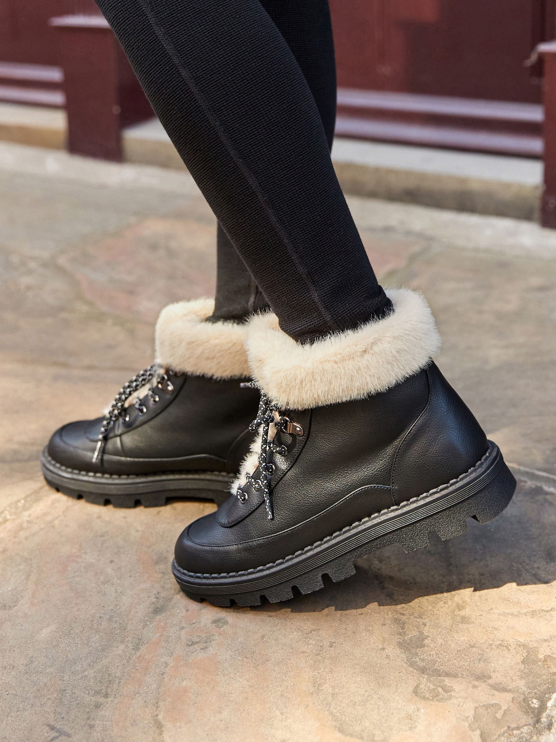 Lace up chunky boots sales