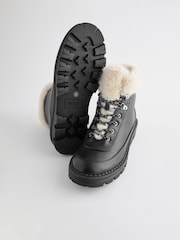 Black Regular/Wide Fit Forever Comfort® Faux Fur Lace Up Chunky Boots - Image 8 of 10