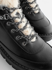 Black Regular/Wide Fit Forever Comfort® Faux Fur Lace Up Chunky Boots - Image 9 of 10