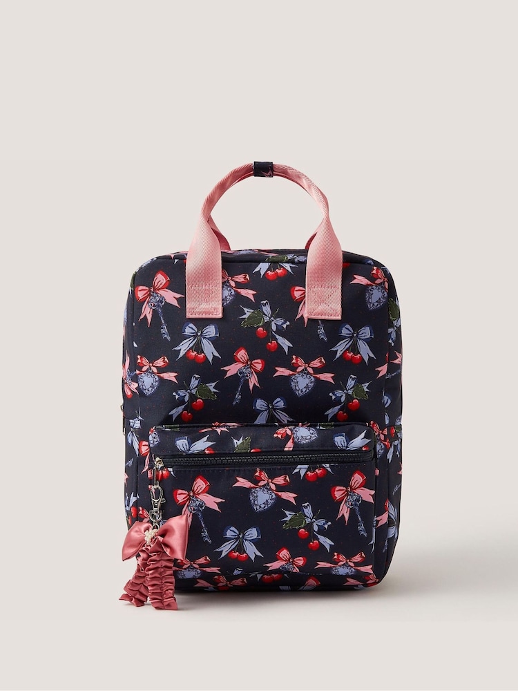 Monsoon Blue Cherry Bow Print Backpack - Image 1 of 2 Monsoon Blue Cherry Bow Print Backpack - Image 1 of 2