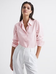 Reiss Light Pink Jenny Cotton Shirt - Image 1 of 5