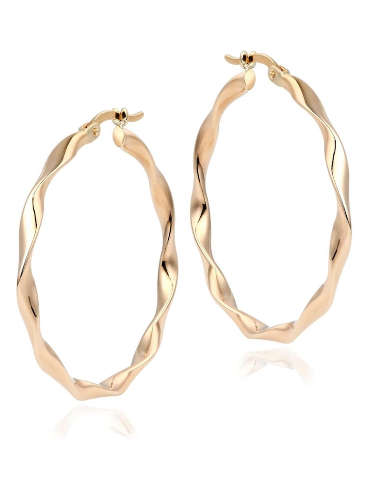 Beaverbrooks 9CT Yellow Gold Twisted Hoop Earrings - Image 1 of 3