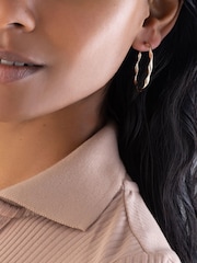 Beaverbrooks 9CT Yellow Gold Twisted Hoop Earrings - Image 3 of 3