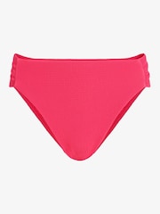 Mint Velvet Pink Textured Ruched Side Bikini Briefs - Image 3 of 5