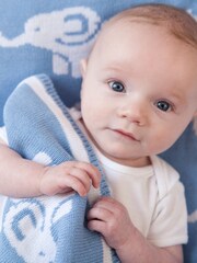 JoJo Maman Bébé Blue Elephant Knitted Shawl - Image 2 of 2