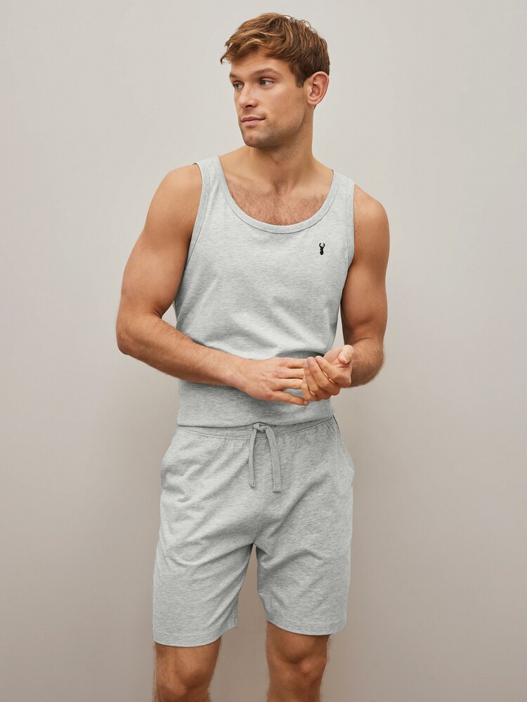 Navy/Grey Vest Shorts Pyjamas Set 2 Pack - Image 4 of 12