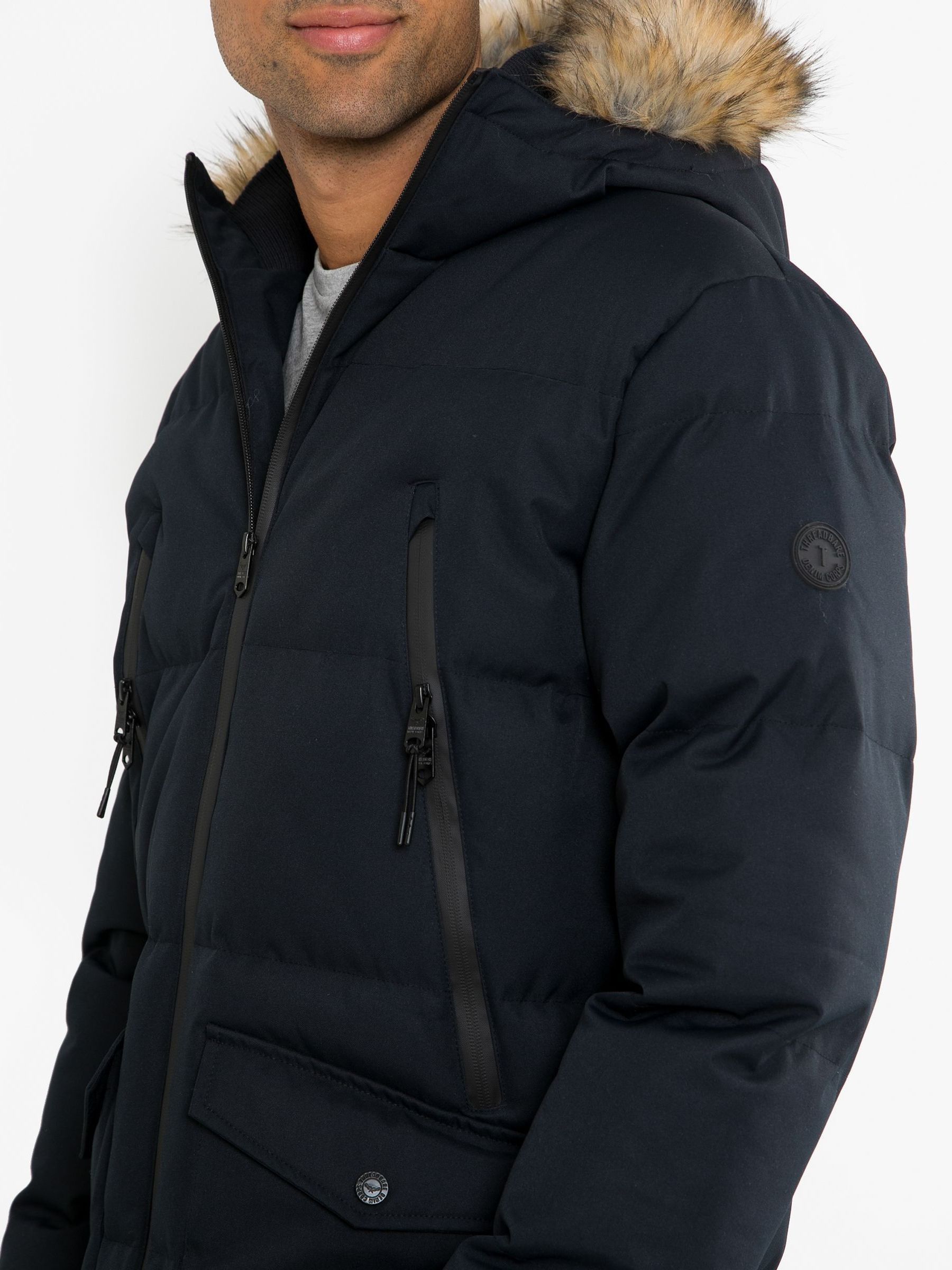 Threadbare parka coat with faux fur trim hood online