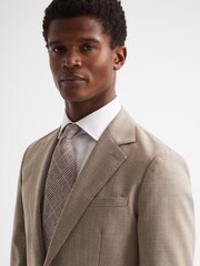 Reiss Brown Neptune Prince of Wales Check Linen Tie - Image 2 of 5
