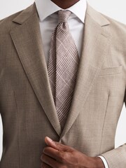 Reiss Brown Neptune Prince of Wales Check Linen Tie - Image 3 of 5