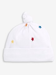JoJo Maman Bébé White Star Embroidered Baby Hat - Image 2 of 2