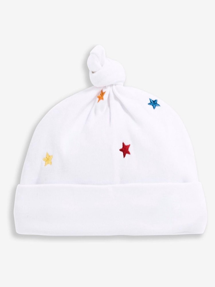 JoJo Maman Bébé White Star Embroidered Baby Hat - Image 2 of 2