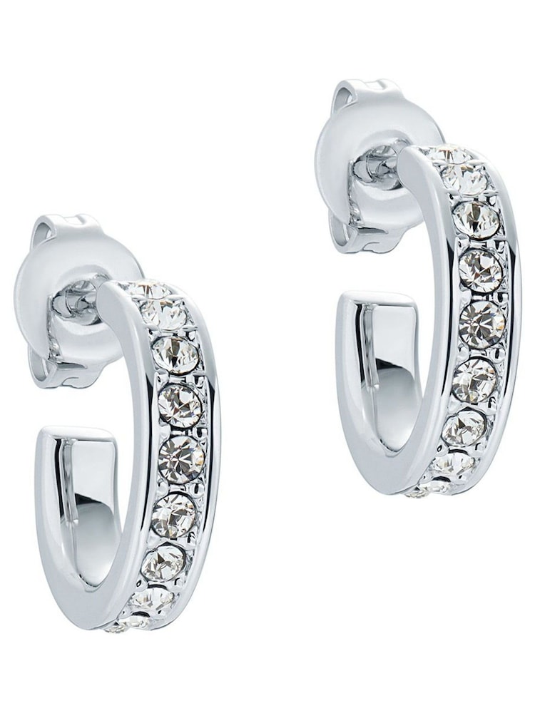 Ted Baker Silver Tone SEENITA: Crystal Small Hoop Earrings - Image 1 of 9