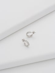 Ted Baker Silver Tone SEENITA: Crystal Small Hoop Earrings - Image 4 of 9